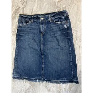 Lucky Brand Old Favorite Jean Skirt Size 12/31 Denim Frayed Hem
